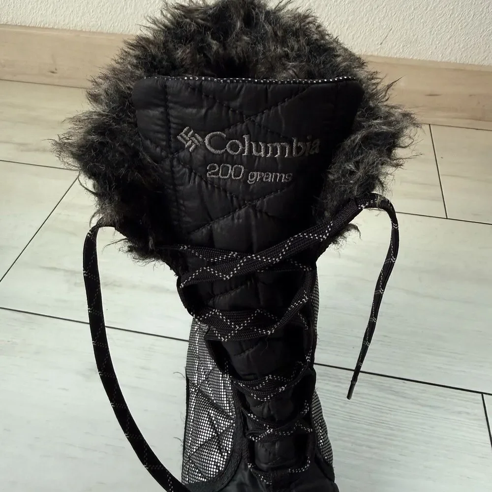 Columbia Shoe Omni-Grip 200 Grams Women 8 Snow Boots Waterproof Black Faux Fur